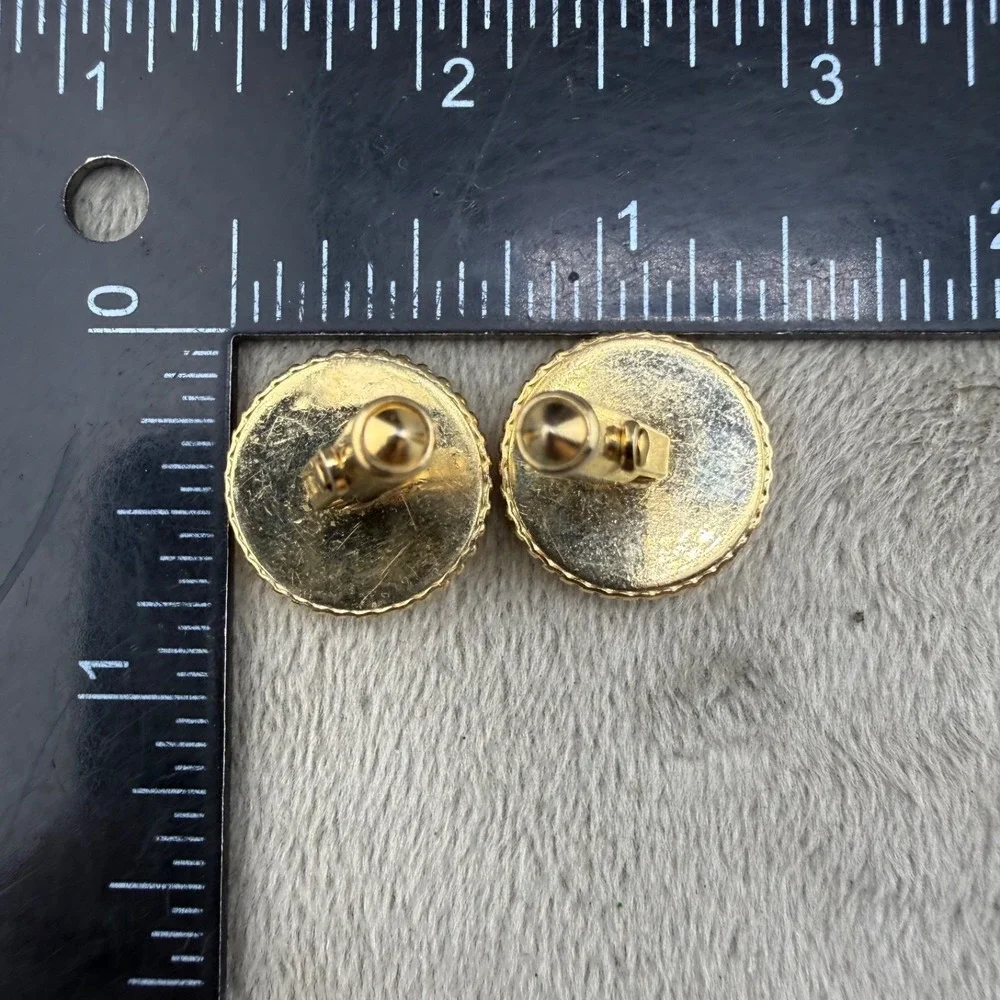 Vintage Destino Cufflinks Gold Tone Textured Round Bullet Back Signed